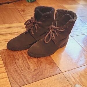 Bottega Veneta brown suede lace-up combat boots